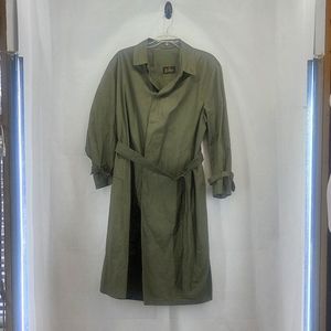 HERNO Army Green Made in Italy 100% Cotton Trench Coat -Leather Buckles